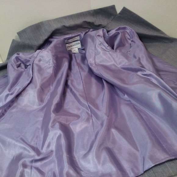 Vintage 90s Pendleton Savvy Wool Stretch Pinstripe Blazer Ladies-8 Repaired Grey - Picture 12 of 12